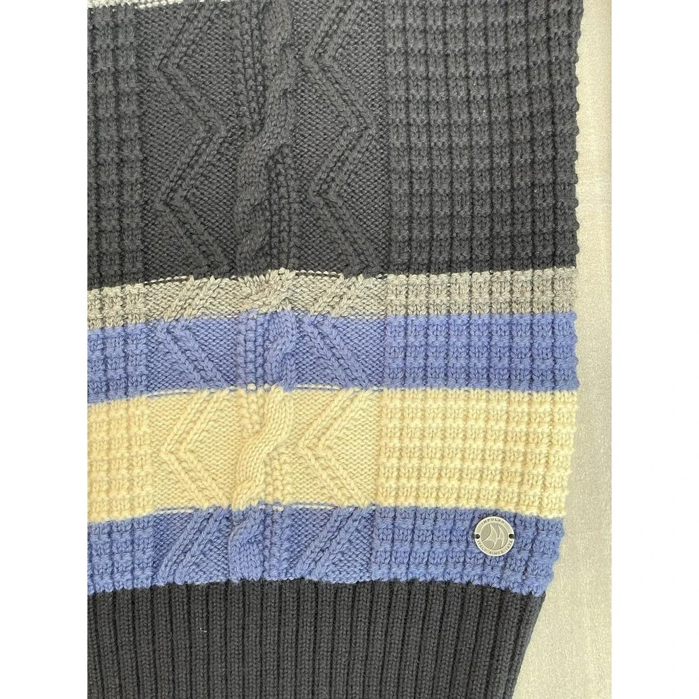 Impulso Wool Blend Turtle Neck Sweater Cable Knit Striped Men Nautical Italy - Picture 7 of 10
